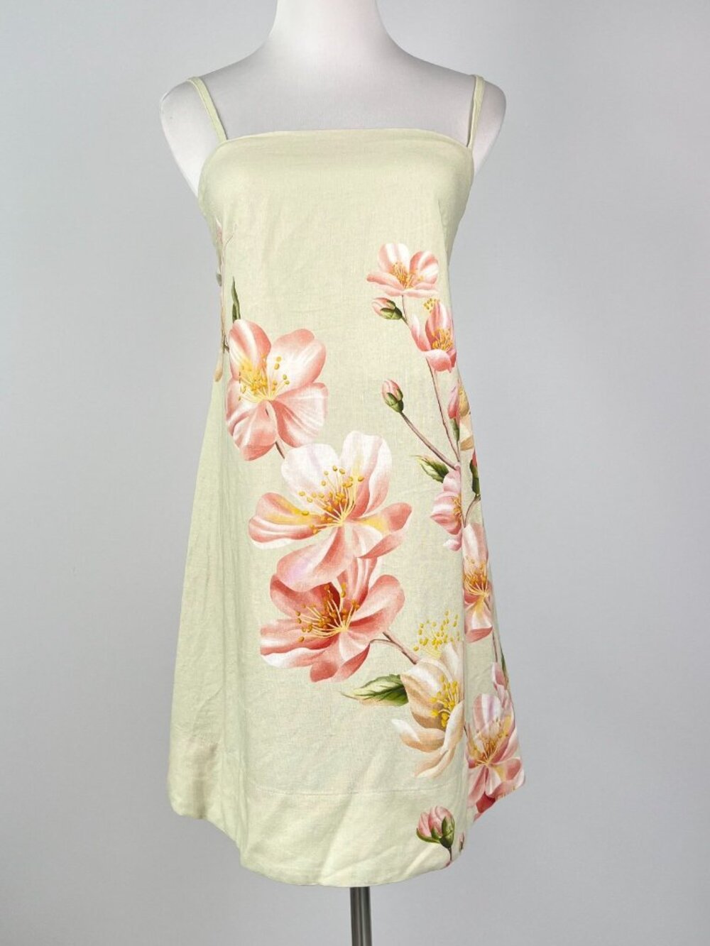 NWOT Farm Rio Linen Blend Floral Print Sleeveless Mini Dress Elastic Waist Sz M - Picture 4 of 15